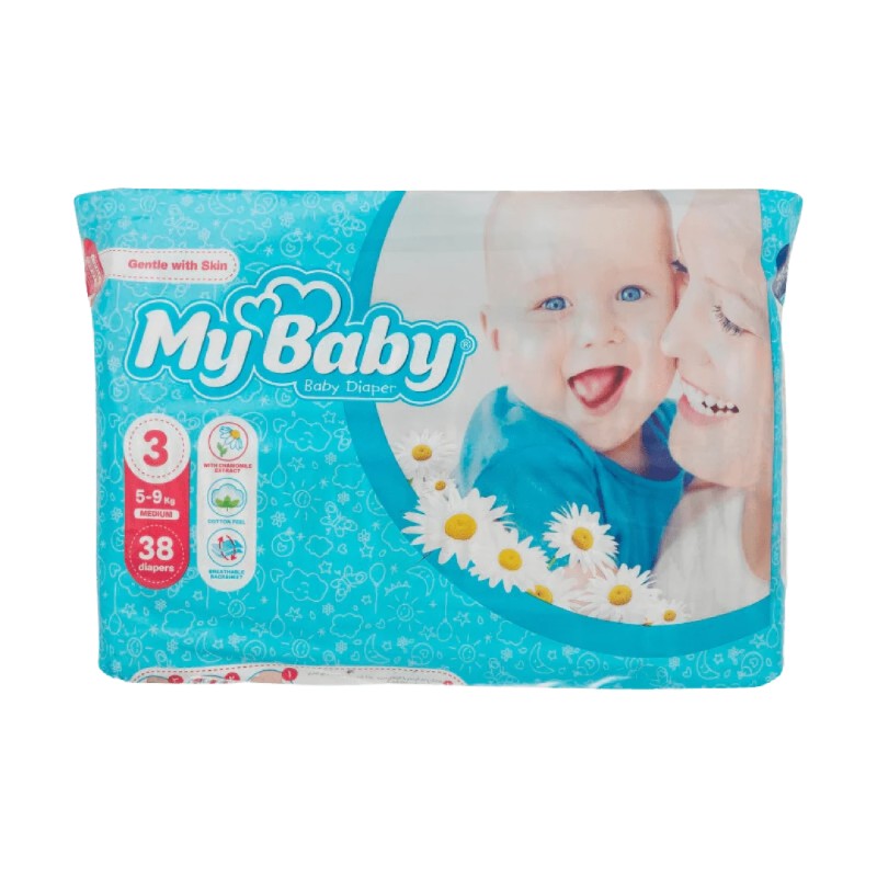 پوشک بچه مای بیبی سایز 3 بسته 38 عددی