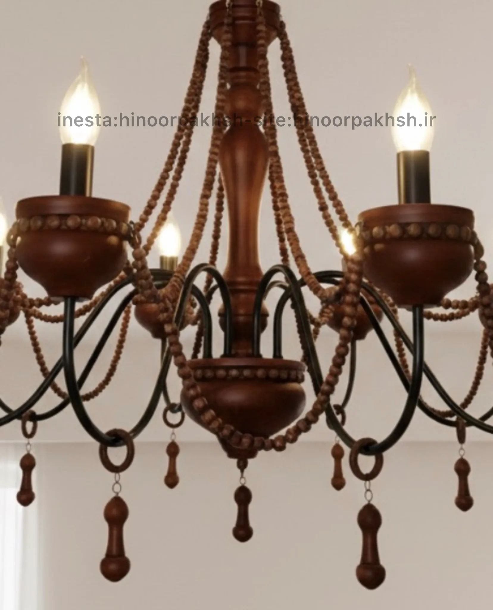 لوستر چوبی نئوکلاسیک روستیک فندوقی — تصویر ۳