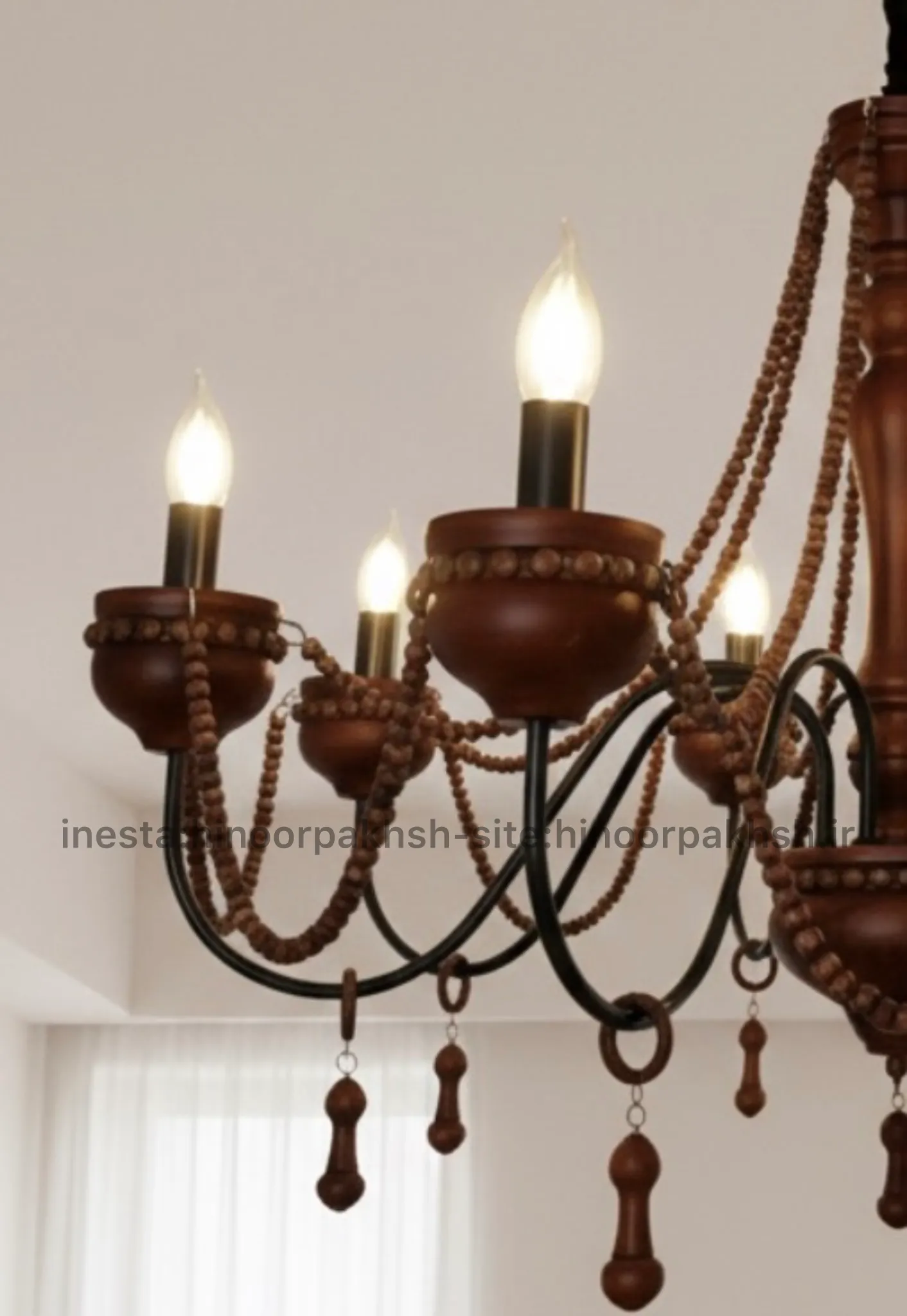 لوستر چوبی نئوکلاسیک روستیک فندوقی — تصویر ۴