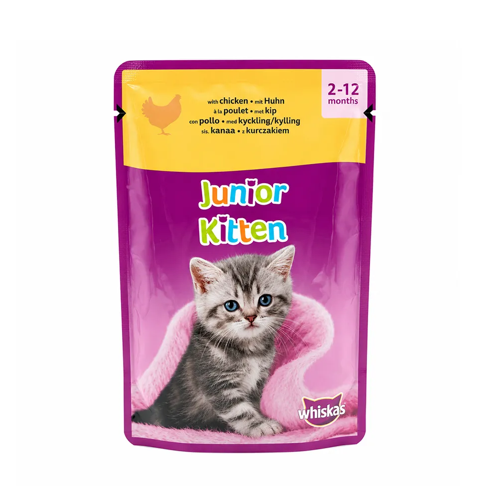 پوچ بچه گربه با طعم مرغ ژله ای ویسکاس – Junior Kitten Chicken