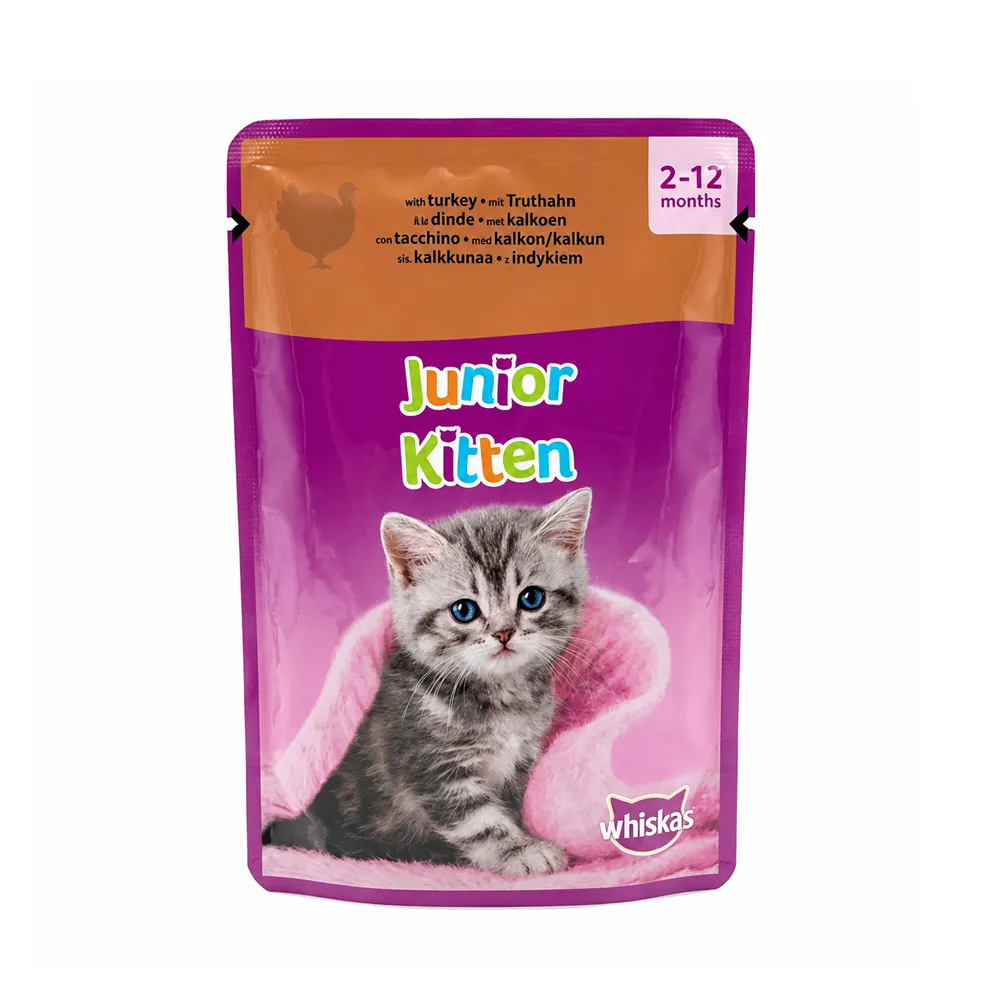 پوچ بچه گربه با طعم بوقلمون ژله ای ویسکاس – Junior Kitten Turkey