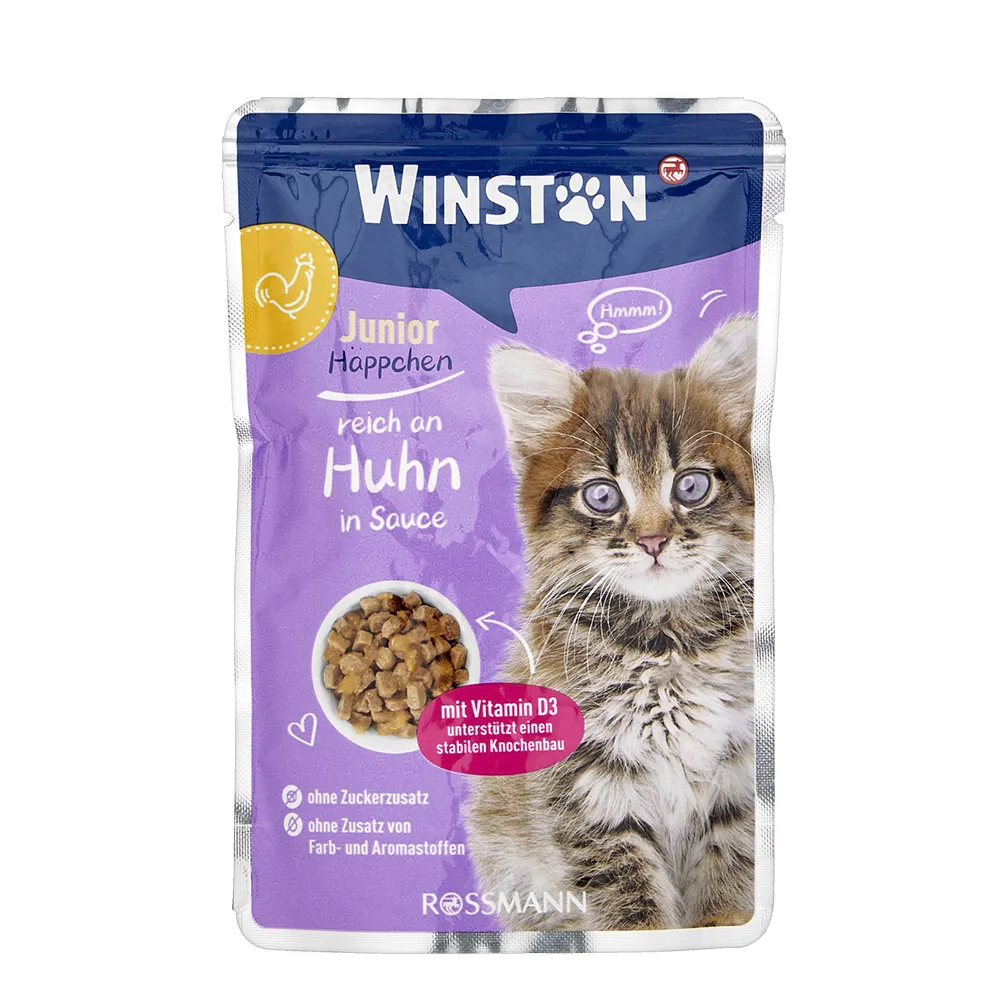 پوچ بچه گربه با طعم مرغ در سس وینستون – Junior Huhn