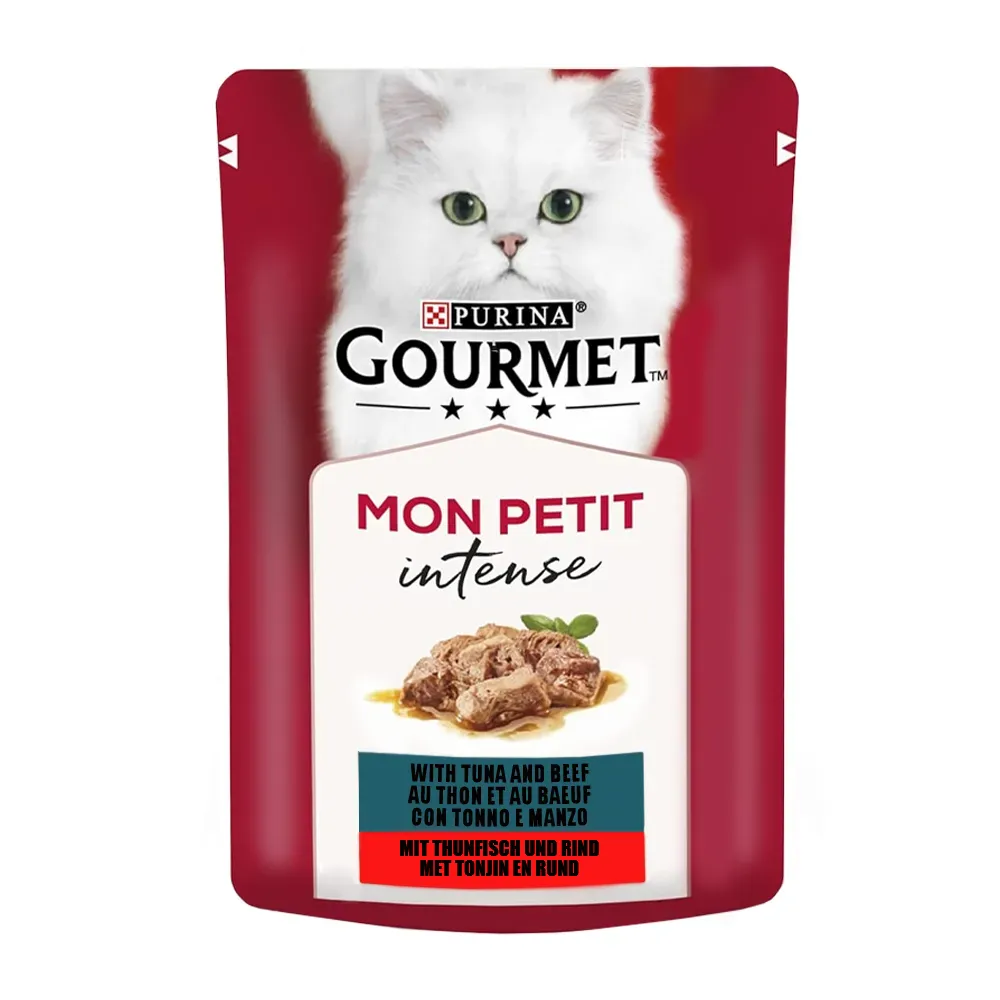 پوچ گربه با طعم ماهی تن و گوشت گاو گورمت – Intense Tuna &amp; Beef