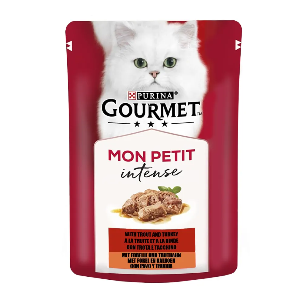 پوچ گربه با طعم قزل آلا و بوقلمون گورمت – Intense Trout &amp; Turkey