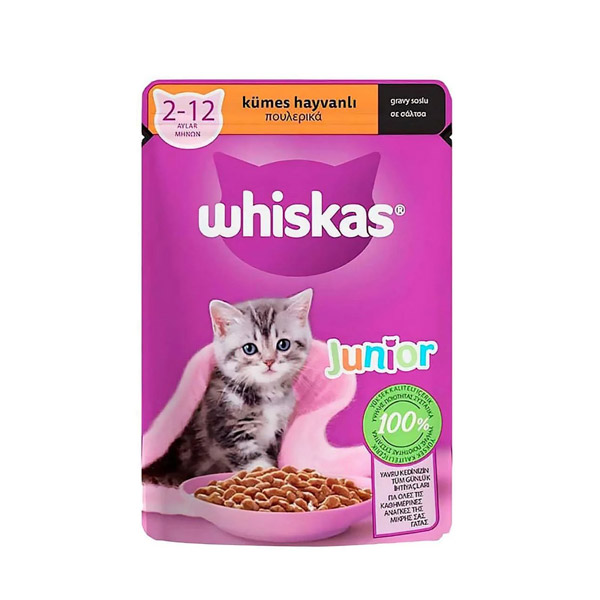 پوچ بچه گربه با طعم طیور خورشتی ویسکاس 85 گرم – Whiskas Kümes