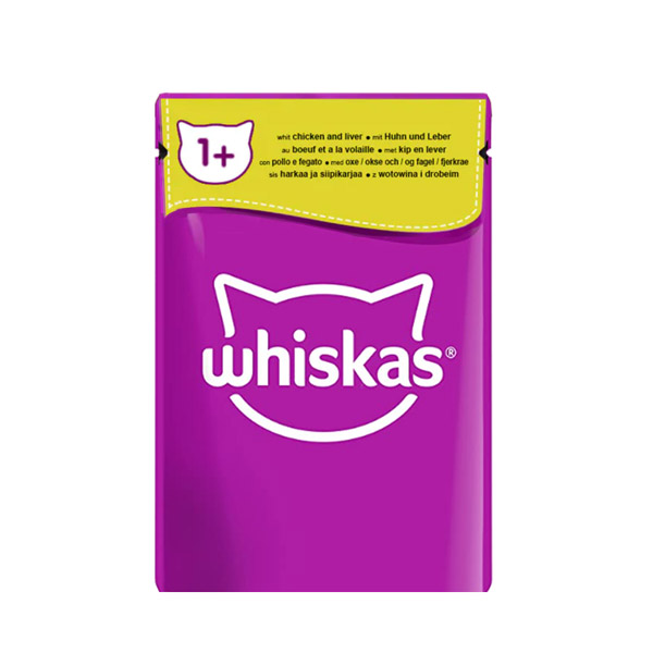 پوچ گربه با طعم مرغ و جگر ژله ای ویسکاس ۸۵ گرم – Whiskas Liver
