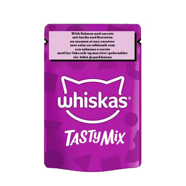 پوچ گربه با طعم سالمون و هویج گروی ویسکاس ۸۵ گرم – Whiskas Salmon