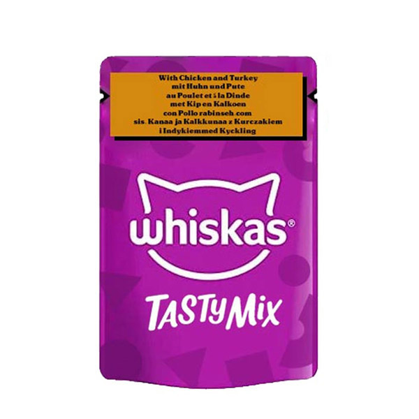 پوچ گربه با طعم مرغ و بوقلمون گروی ویسکاس 85 گرم – Whiskas Turkey