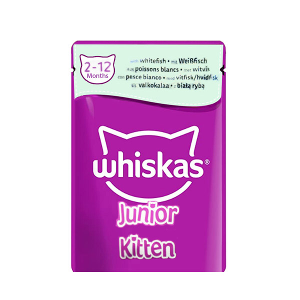 پوچ بچه گربه با طعم ماهی سفید ژله ای ویسکاس 85 گرم – Whiskas Kitten