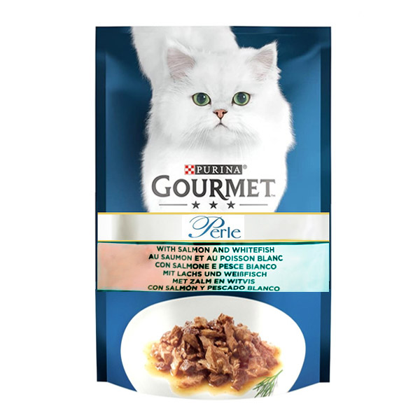 پوچ گربه با طعم سالمون و ماهی سفید گورمت – Gourmet Perle