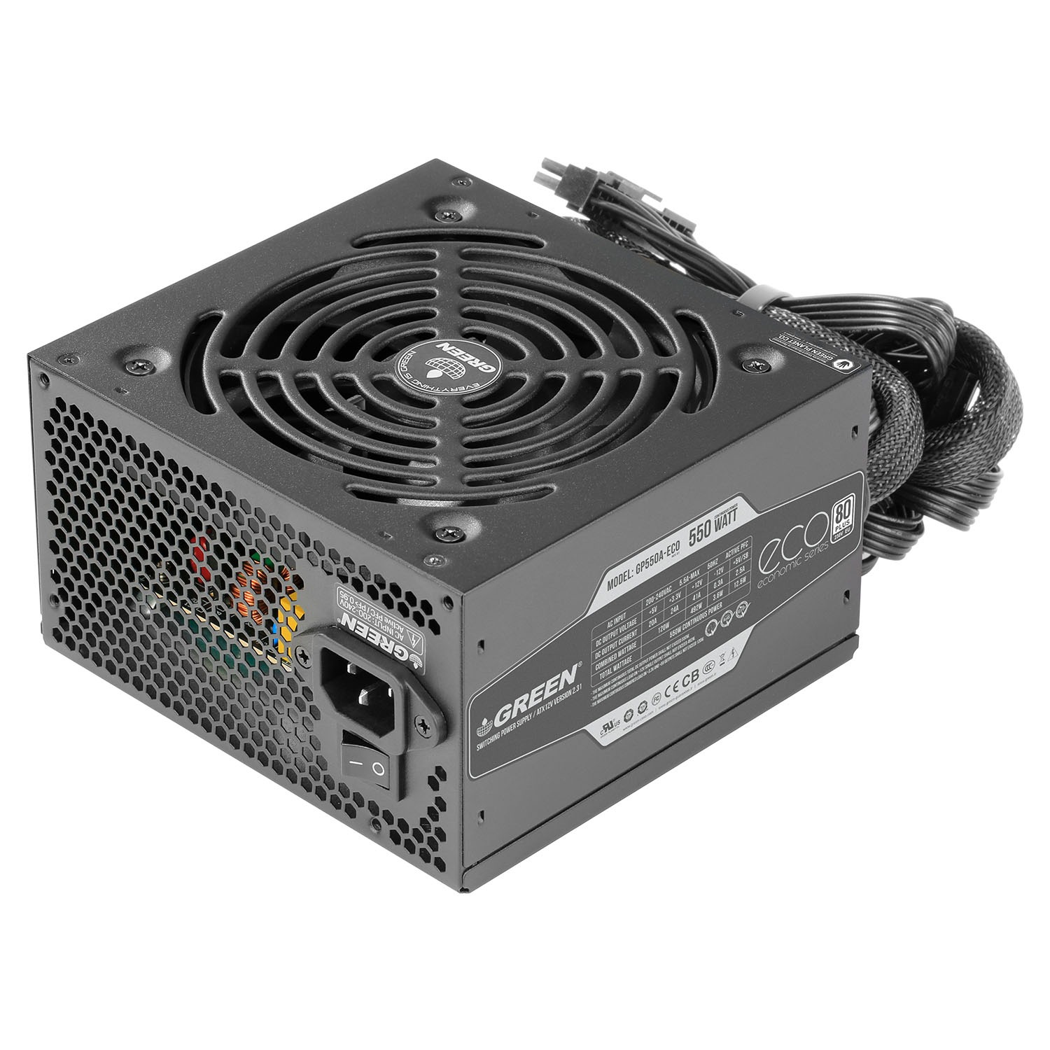 منبع تغذیه کامپیوتر گرین مدل GREEN GP550A-ECO Rev3.1 — تصویر ۳
