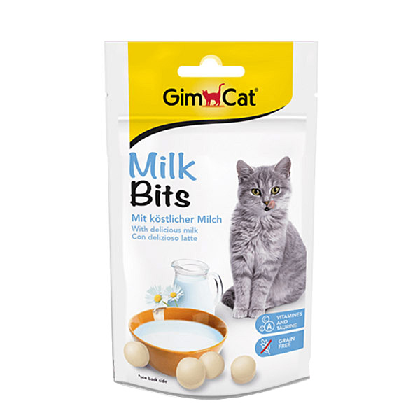 تشویقی قرص توپی گربه با طعم شیر جیم کت Milk Bits