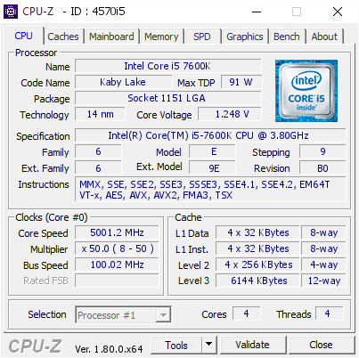 پردازنده کامپیوتر اینتل مدل Core i5-7600K Kaby Lake استوک — تصویر ۳
