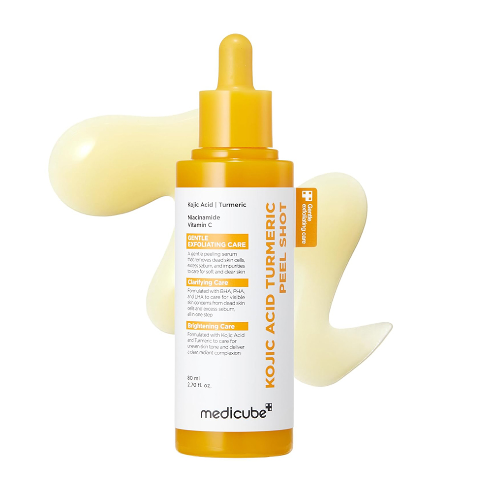 سرم پیل شات کوجیک اسید و زردچوبه مدی کیوب لایه بردار ملایم و روشن کننده قوی پوست medicube Kojic Acid Turmeric Peel Shot