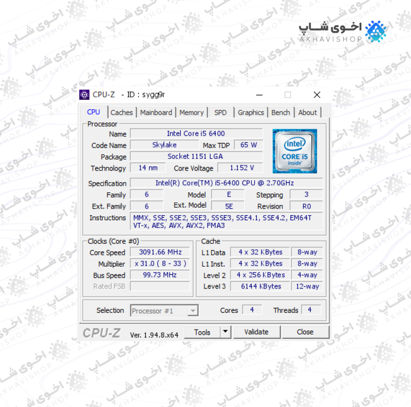پردازنده کامپیوتر اینتل مدل Core i5-6400 Skylake استوک — تصویر ۴