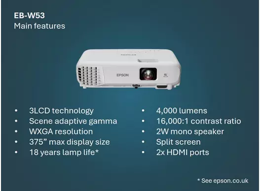 ویدئو پروژکتور اپسون EPSON EB-W53 — تصویر ۳