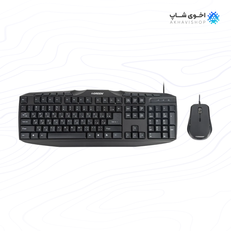 ست کیبورد و ماوس گرین مدل GKM-305 با طراحی ارگونومیک مناسب کاربری اداری — تصویر ۲