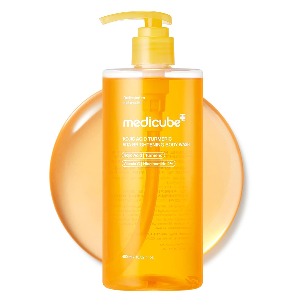 شوینده لایه بردار ملایم و روشن کننده بدن کوجیک اسید و زردچوبه مدی کیوب Medicube Kojic Acid Turmeric Brightening Body Wash