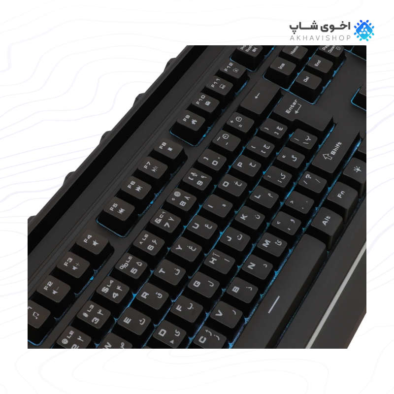کیبورد گیمینگ RGB گرین مدل GK-702RGB با نورپردازی کامل و طراحی مدرن — تصویر ۳