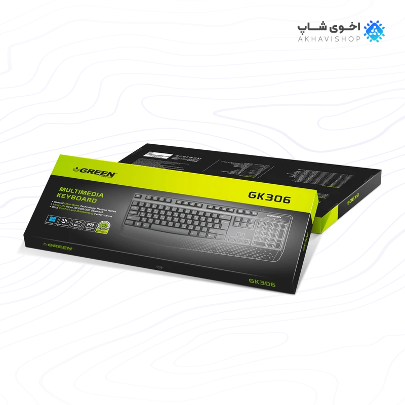کیبورد گیمینگ گرین مدل GK-306 با طراحی مقاوم و نور پس‌زمینه رنگی — تصویر ۲