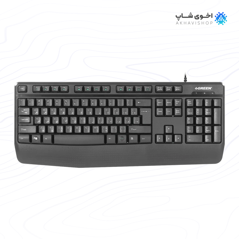 کیبورد گیمینگ گرین مدل GK-306 با طراحی مقاوم و نور پس‌زمینه رنگی — تصویر ۴