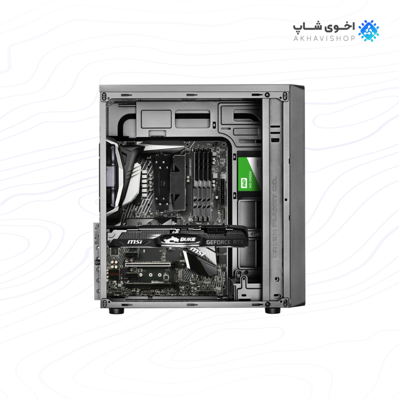 کیس کامپیوتر گرین مدل Ava Plus با نورپردازی RGB و فضای داخلی گسترده — تصویر ۵