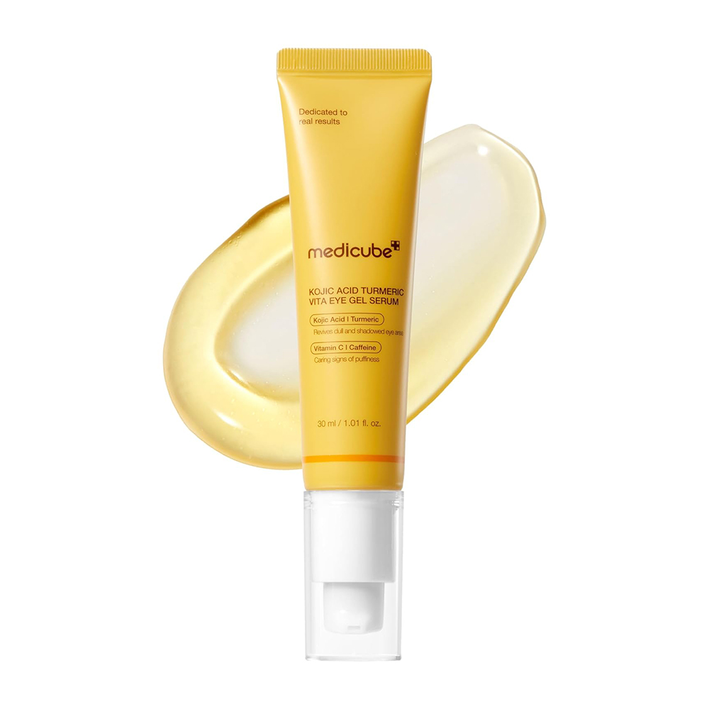 سرم ژلی دور چشم کوجیک اسید و زردچوبه مدی کیوب ضد پف و روشن کننده Medicube Kojic Acid Turmeric Vita Eye Gel Serum — تصویر ۲