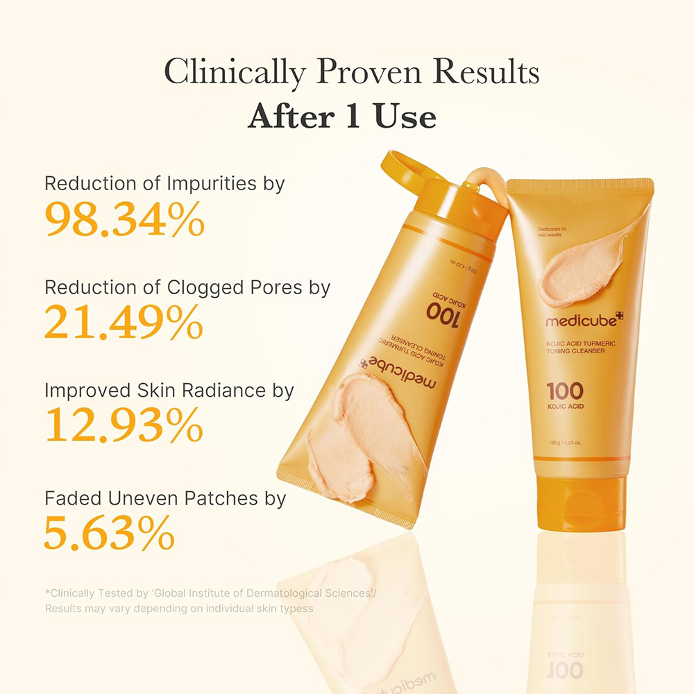 فوم شوینده کپسولی کوجیک اسید و زردچوبه مدی کیوب روشن کننده و تسکین دهنده پوست Medicube Kojic Acid Turmeric Toning Cleanser — تصویر ۸