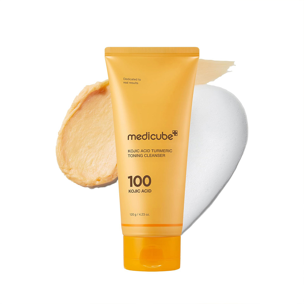 فوم شوینده کپسولی کوجیک اسید و زردچوبه مدی کیوب روشن کننده و تسکین دهنده پوست Medicube Kojic Acid Turmeric Toning Cleanser