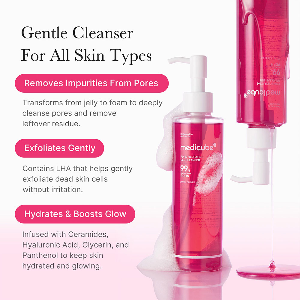 ژل شوینده PDRN مدی کیوب لایه بردار ملایم و روشن کننده پوست MEDICUBE PDRN Hydrating Gel Cleanser — تصویر ۸