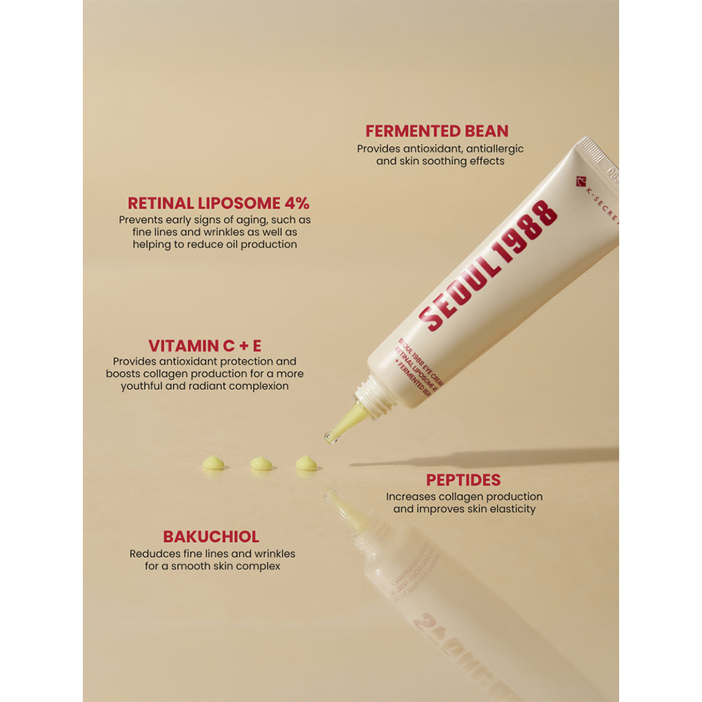 کرم دور چشم سئول 1988 لیپوزوم رتینال و بین کی سکرت K-SECRET SEOUL 1988 Eye Cream Retinal Liposome 4% + Fermented Bean — تصویر ۳
