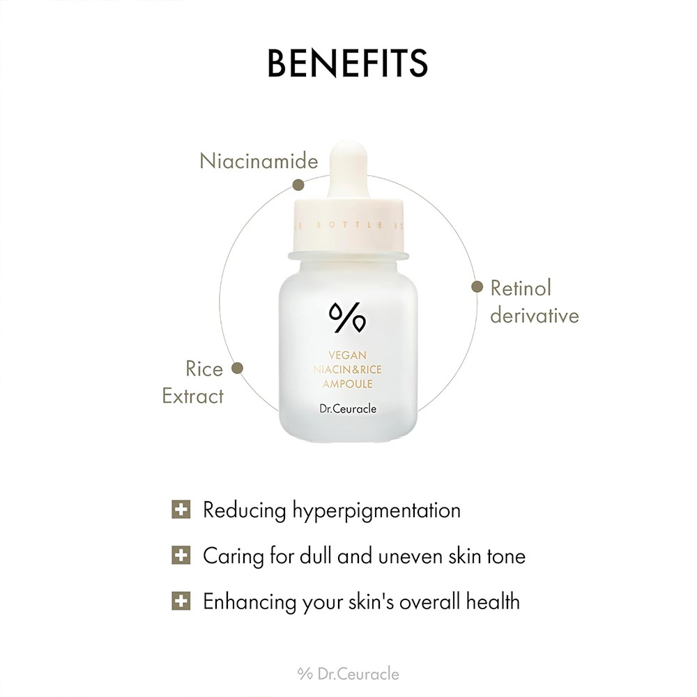 آمپول روشن کننده نیاسینامید و برنج دکتر سراکل Dr. Ceuracle Vegan Niacin & Rice Ampoule — تصویر ۸