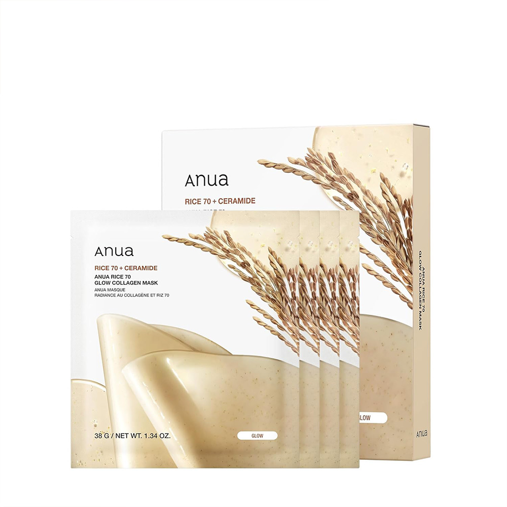 ماسک ورقه ای برنج و کلاژن آنوا مرطوب و درخشان کننده پوست Anua Rice 70 Glow Collagen Mask — تصویر ۲