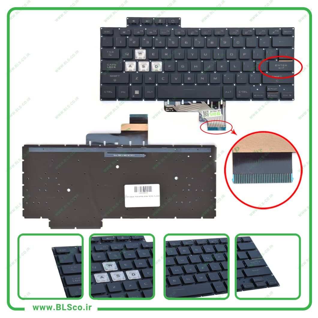 کیبورد لپ تاپ ایسوس Asus TUF Air FX516 مشکی بکلایت‌دار