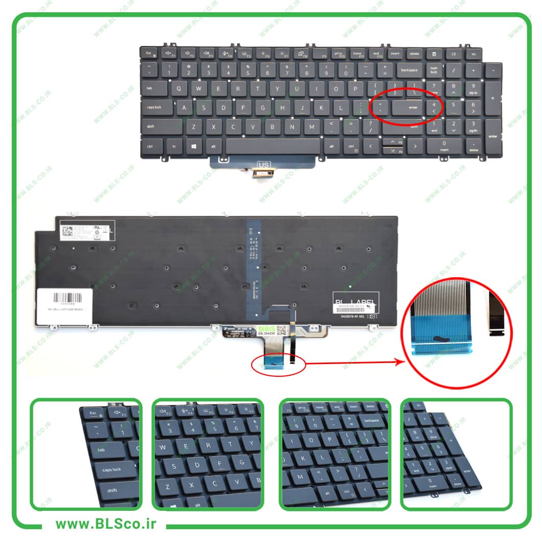 کیبورد لپ تاپ دل Dell Latitude 5520 مشکی بکلایت‌دار