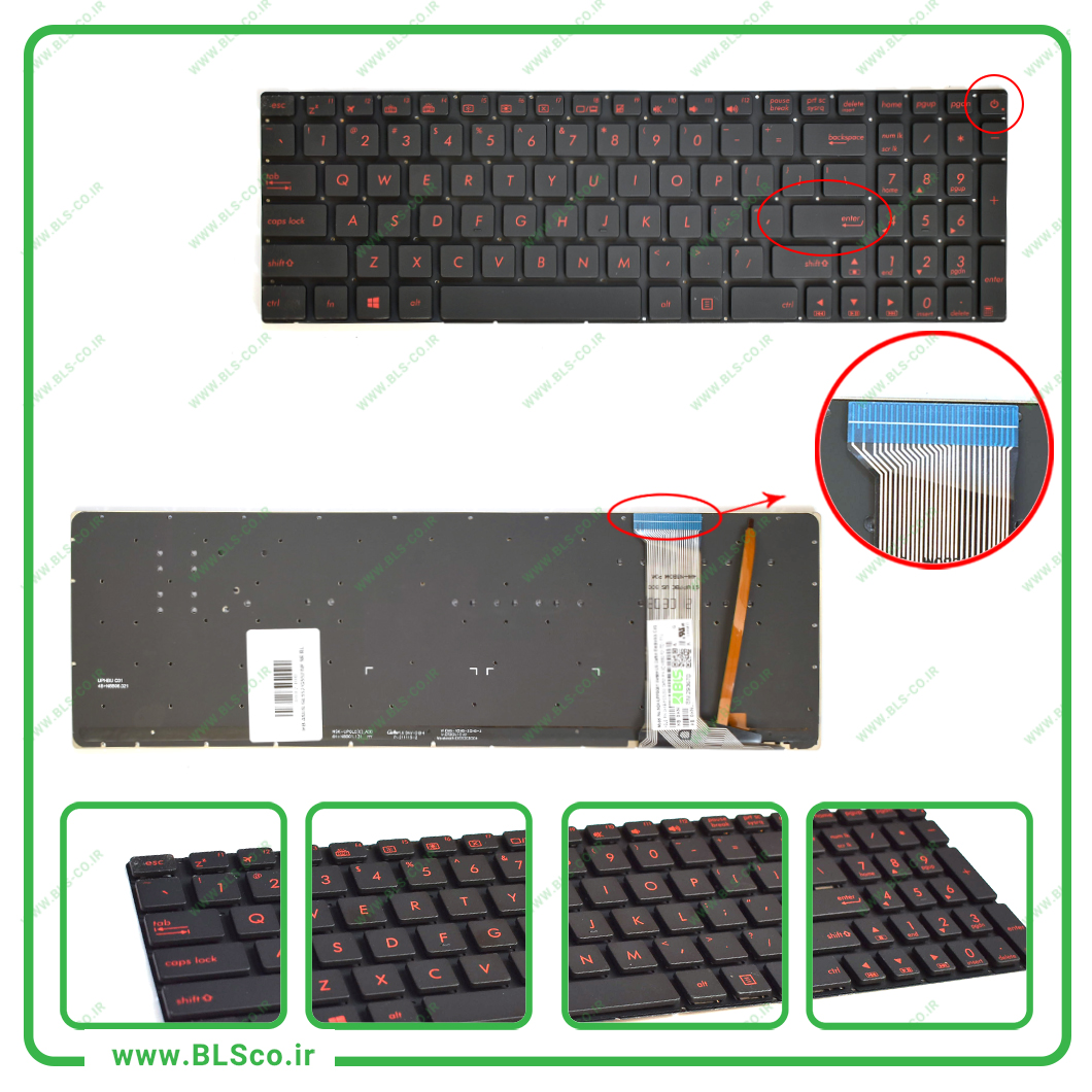 کیبورد لپ تاپ ایسوس بکلایت‌دار Asus GL552
