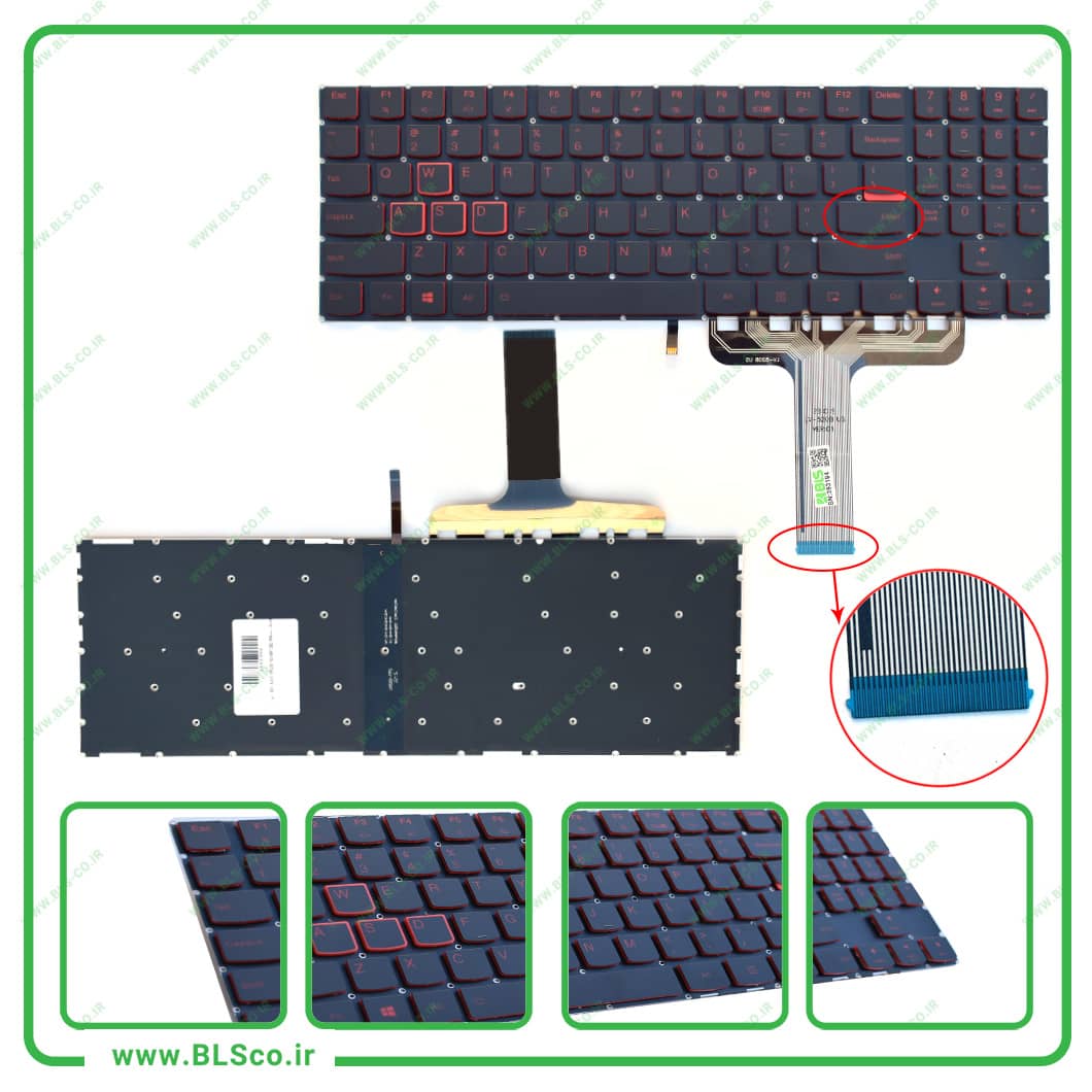کیبورد لپ تاپ لنوو Lenovo Legion Y520-15IKB بکلایت‌دار قرمز