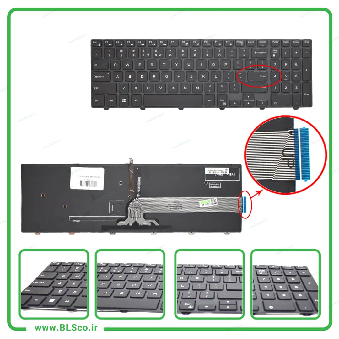 کیبورد لپ تاپ دل 3000-Dell Inspiron 15 بکلایت‌ دار با فریم