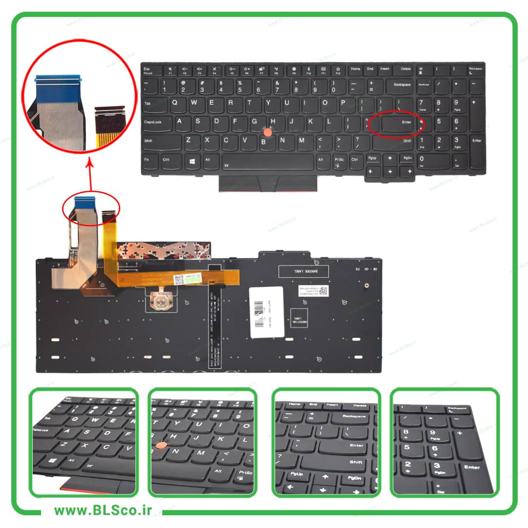 کیبورد لپ تاپ لنوو Lenovo ThinkPad E580 مشکی بکلایت‌ دار با موس