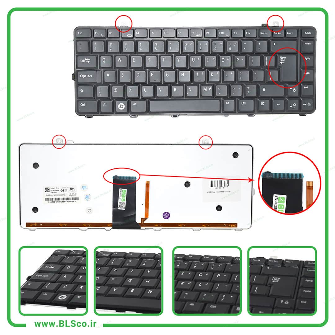 کیبورد لپ تاپ دل Dell 1558 بک لایت‌ دار