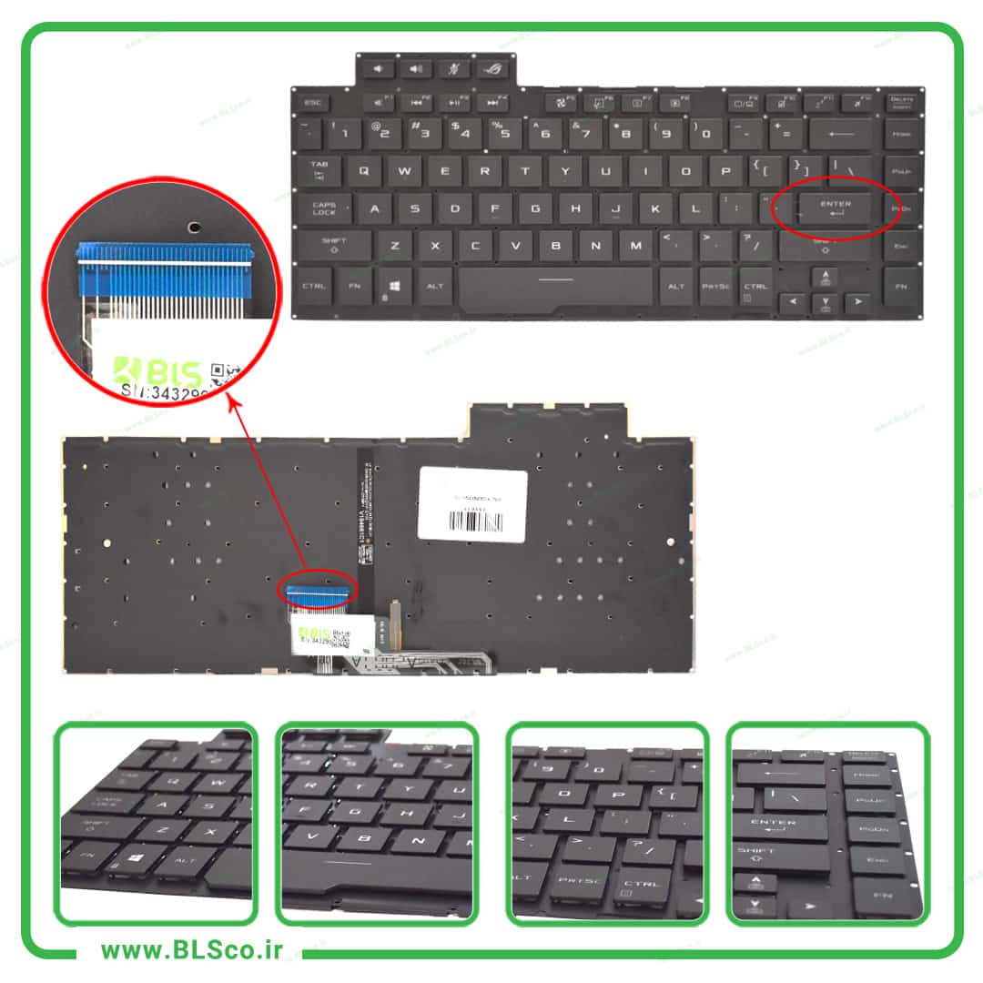 کیبورد لپ تاپ ایسوس Asus GU502GV بکلایت دار