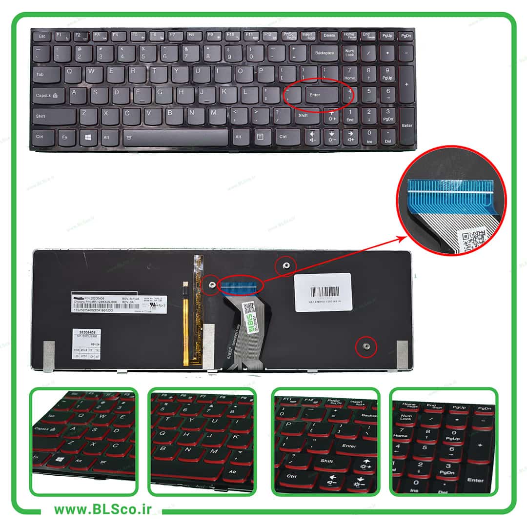 کیبورد لپ تاپ لنوو Lenovo IdeaPad Y580 بکلایت‌دار