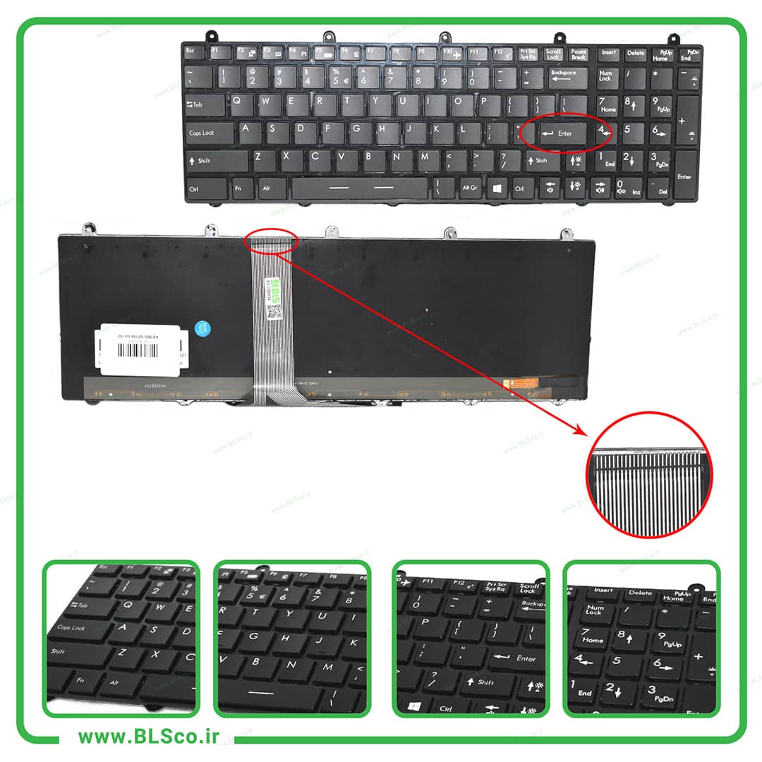 کیبورد لپ تاپ MSI GX780 بکلایت‌ دار