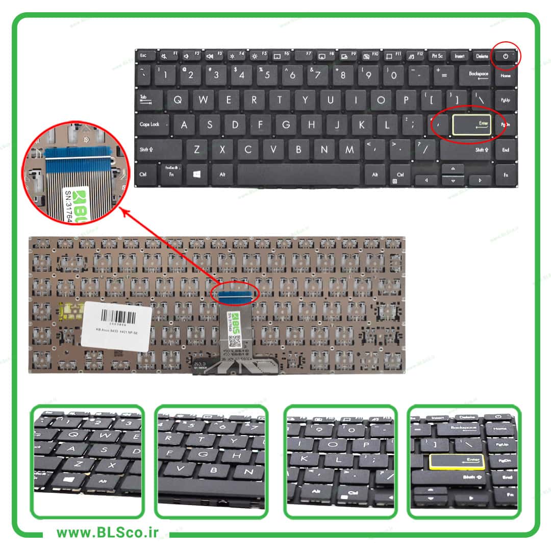 کیبورد لپ تاپ ایسوس Asus S433 اینتر کوچک