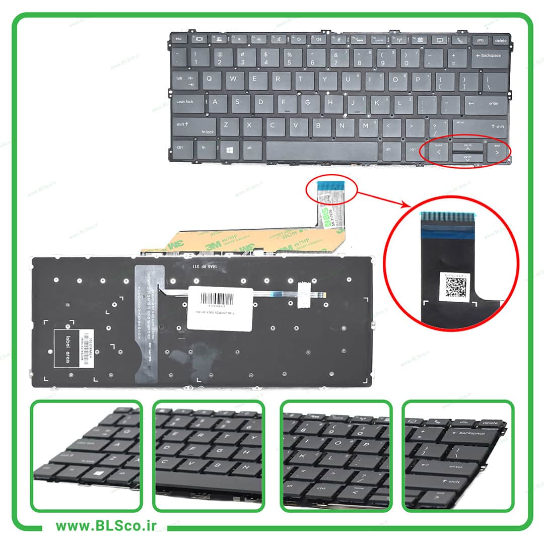 کیبورد لپ تاپ اچ پی HP EliteBook X360 اینتر کوچک بک‌ لایت‌ دار