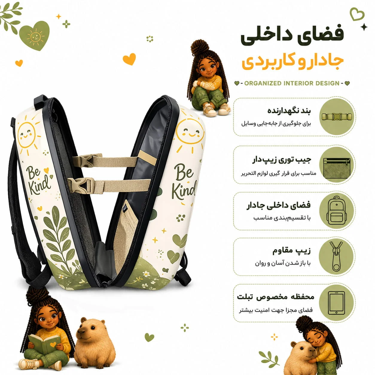 کوله پشتی مدرسه مدل مارینوکس مارول طرح GIRL — تصویر ۳