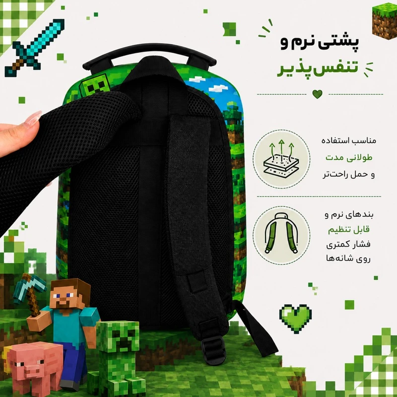 کوله پشتی مارینوکس مارول طرح ماینکرفت — تصویر ۵