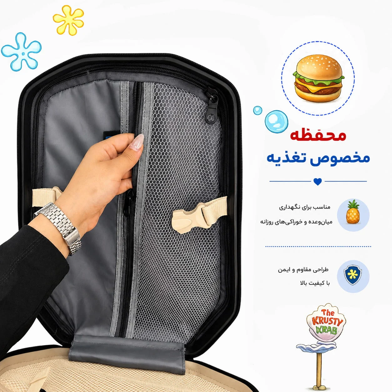 کوله پشتی مدرسه مارینوکس مارول باب اسفنجی | شاد و مهندسی‌شده — تصویر ۳