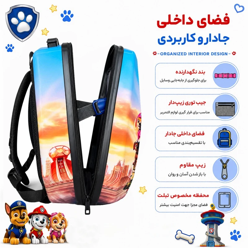 کوله پشتی مارینوکس مارول طرح سگ‌های نگهبان (Paw Patrol) — تصویر ۸