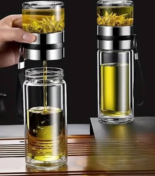 فلاسک دمنوش ساز دوجداره مدل مخزن دار